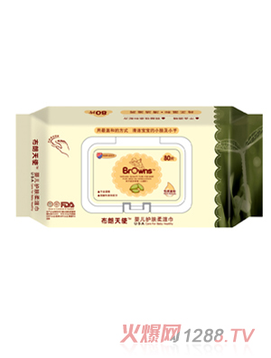 布朗天使嬰兒護(hù)膚柔濕巾80片帶蓋（兒茶籽）